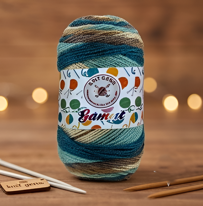 KNIT GEMS Acrowool Gamut Hand Knitting and Crochet Wool Yarn Multicolour Yarn Suitable for Craft | DIY | Baby and Adult wear | Sweater | Socks | Toy Making (Pack of 1, 100gms)
