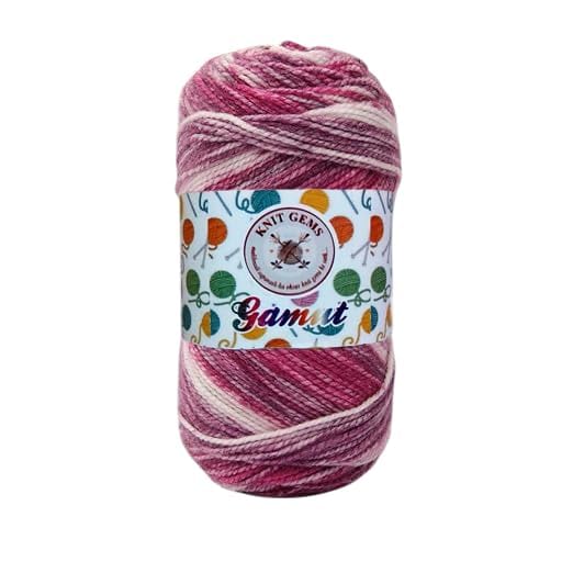 KNIT GEMS Acrowool Gamut Hand Knitting and Crochet Wool Yarn Multicolour Yarn Suitable for Craft | DIY | Baby and Adult wear | Sweater | Socks | Toy Making (Pack of 1, 100gms)