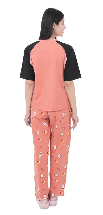 Cotton Textile Cartoon Printed Oversized Top with Printed Lower