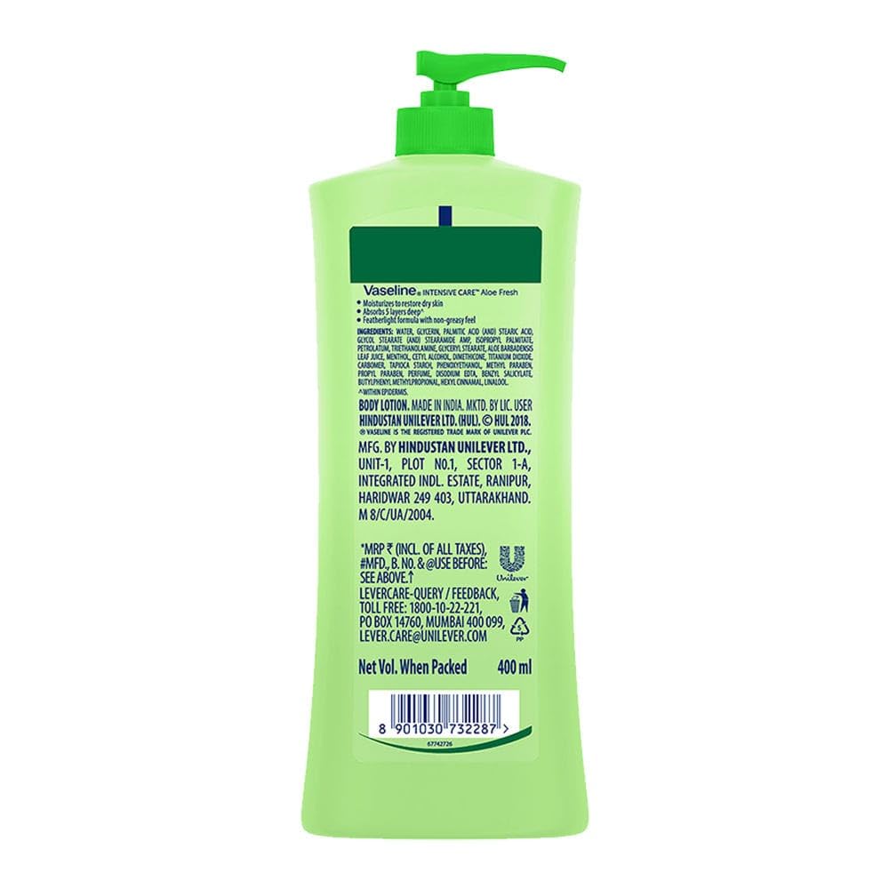 Vase line Aloe Fresh Body Lotion | Long Lasting Hydration & Soft Smooth Skin Care | 24 HR Long Lasting Body Lotion for Deep Moisturization & Skin Nourishment