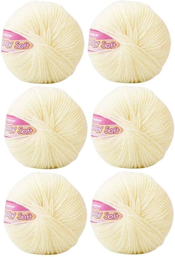 100% Acrylic Hand Knitting and Crochet Wool Knitting 4 Ply Yarn Ball || Suitable for Craft | DIY | Babywear | Baby Blanket | Sweater | Socks (Pack of 6 Ball,150Gm)