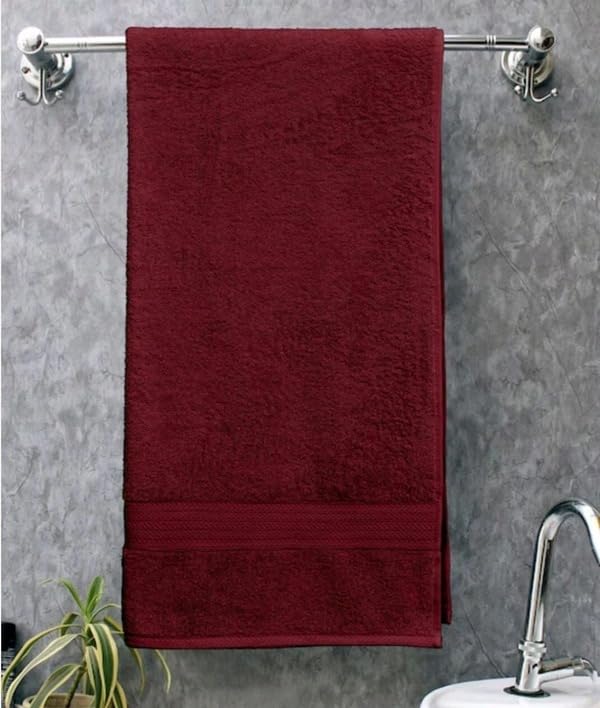 KNIT GEMS 100% Cotton Heavy Bath Towels | Towels for Bath Large Size | Bath Towel - Soft & Absorbent | 550 GSM | 1 Piece Bath Towel for Men/Women | 75 cms x 150 cms (Maroon)