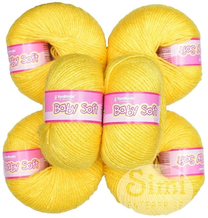 100% Acrylic Hand Knitting and Crochet Wool Knitting 4 Ply Yarn Ball || Suitable for Craft | DIY | Babywear | Baby Blanket | Sweater | Socks (Pack of 6 Ball,150Gm)