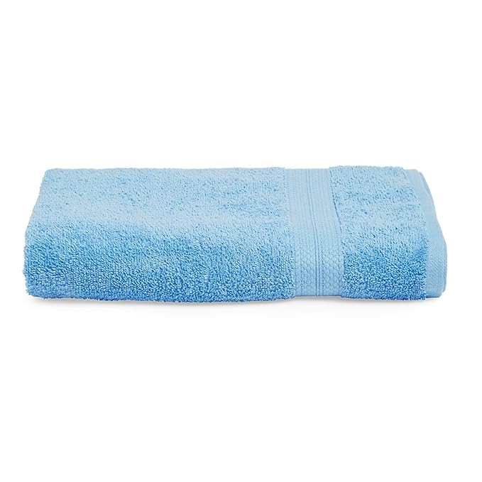 KNIT GEMS 100% Cotton Heavy Bath Towels | Towels for Bath Large Size | Bath Towel - Soft & Absorbent | 550 GSM | 1 Piece Bath Towel for Men/Women | 75 cms x 150 cms (Sky Blue)
