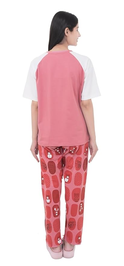 Cotton Textile Cartoon Printed Oversized Top with Printed Lower