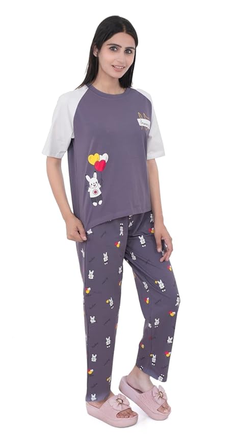 Cotton Textile Cartoon Printed Oversized Top with Printed Lower