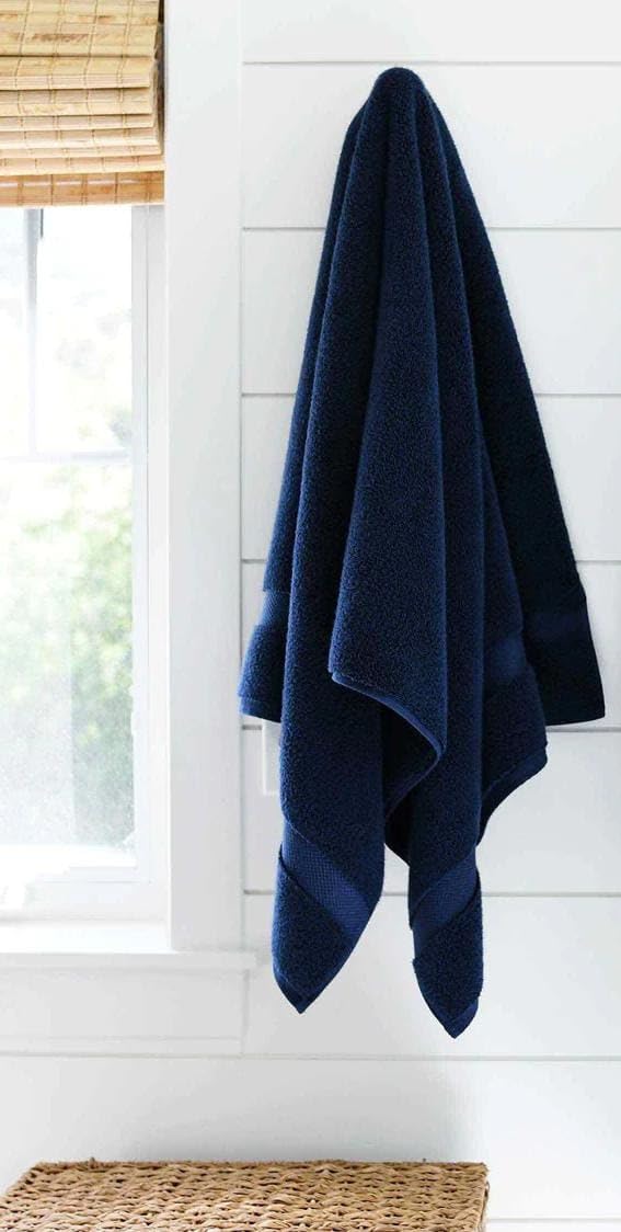 KNIT GEMS 100% Cotton Heavy Bath Towels | Towels for Bath Large Size | Bath Towel - Soft & Absorbent | 550 GSM | 1 Piece Bath Towel for Men/Women | 75 cms x 150 cms (Navy Blue)