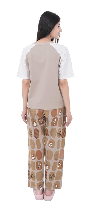 Cotton Textile Cartoon Printed Oversized Top with Printed Lower