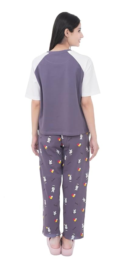 Cotton Textile Cartoon Printed Oversized Top with Printed Lower