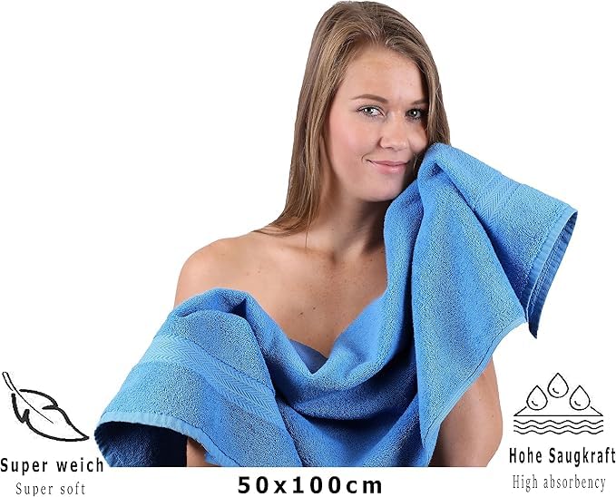 KNIT GEMS 100% Cotton Heavy Bath Towels | Towels for Bath Large Size | Bath Towel - Soft & Absorbent | 550 GSM | 1 Piece Bath Towel for Men/Women | 75 cms x 150 cms (Sky Blue)