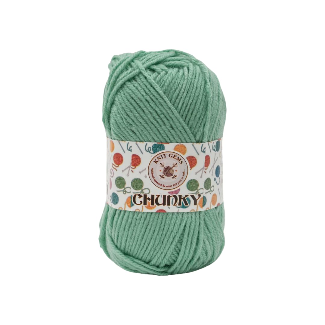 KNIT GEMS Chunky Wool Yarn Blend 100 % Acrylic Hand Knitting And Crochet Wool Yarn | Woolen Crochet Yarn Thread, Used for Knitting Needles | Pack of 1 Ball - 100Gms | Suitable For Craft, Babywear, Socks, Sweater