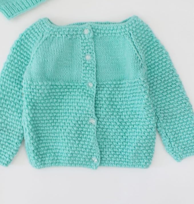 KNIT GEMS Handmade Self Design Knitted Sweater with Cap | Kids Cardigan for Baby Girl