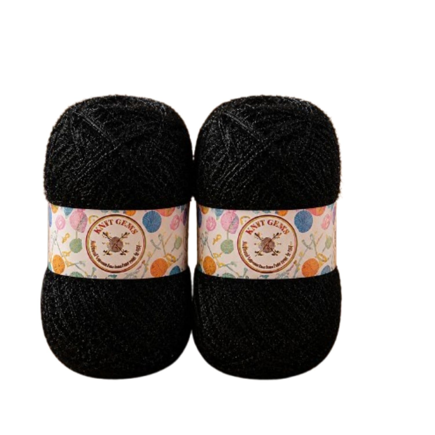 KNIT GEMS 100% Hand Knitting and Crochet Wool Knitting Yarn | Suitable for Craft | Babywear | Baby Blanket | DIY | Sweater | Socks | Knitting Wool (Black)