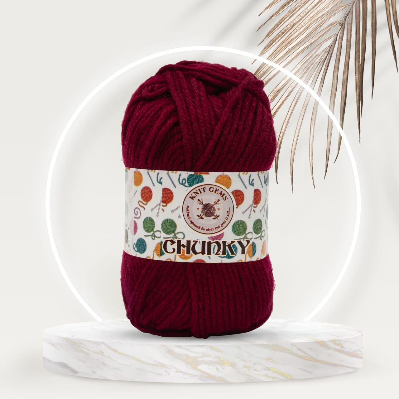 KNIT GEMS Chunky Wool Yarn Blend 100 % Acrylic Hand Knitting And Crochet Wool Yarn | Woolen Crochet Yarn Thread, Used for Knitting Needles | Pack of 1 Ball - 100Gms | Suitable For Craft, Babywear, Socks, Sweater