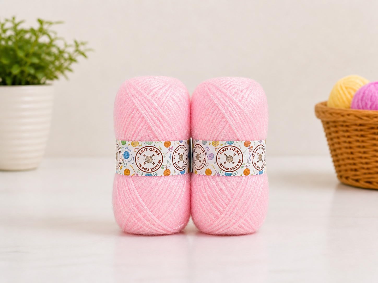 KNIT GEMS 100% Hand Knitting and Crochet Wool Knitting Yarn | Suitable for Craft | Babywear | Baby Blanket | DIY | Sweater | Socks | Knitting Wool (Baby Pink)