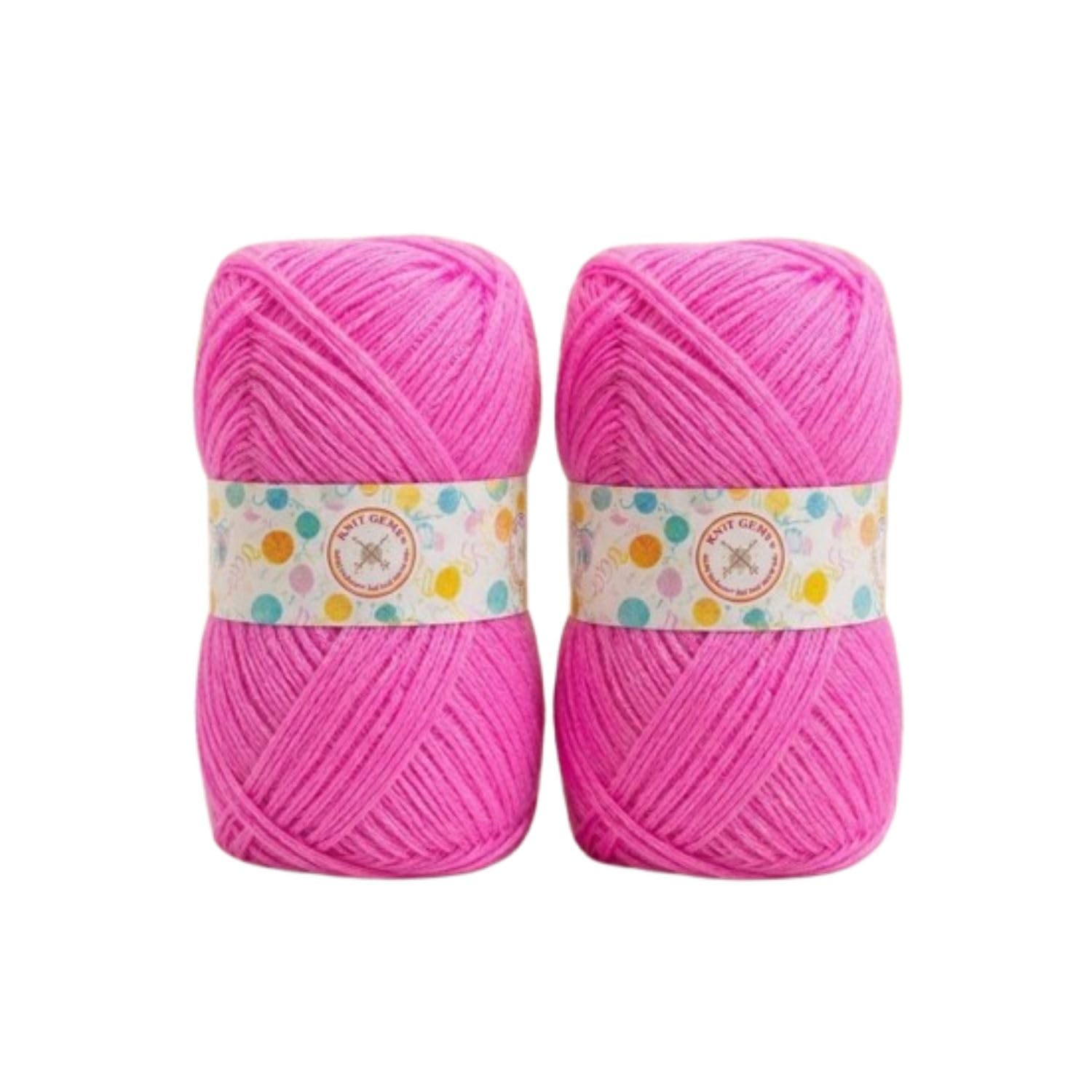 KNIT GEMS 100% Hand Knitting and Crochet Wool Knitting Yarn | Suitable for Craft | Babywear | Baby Blanket | DIY | Sweater | Socks | Knitting Wool (Dark Pink)