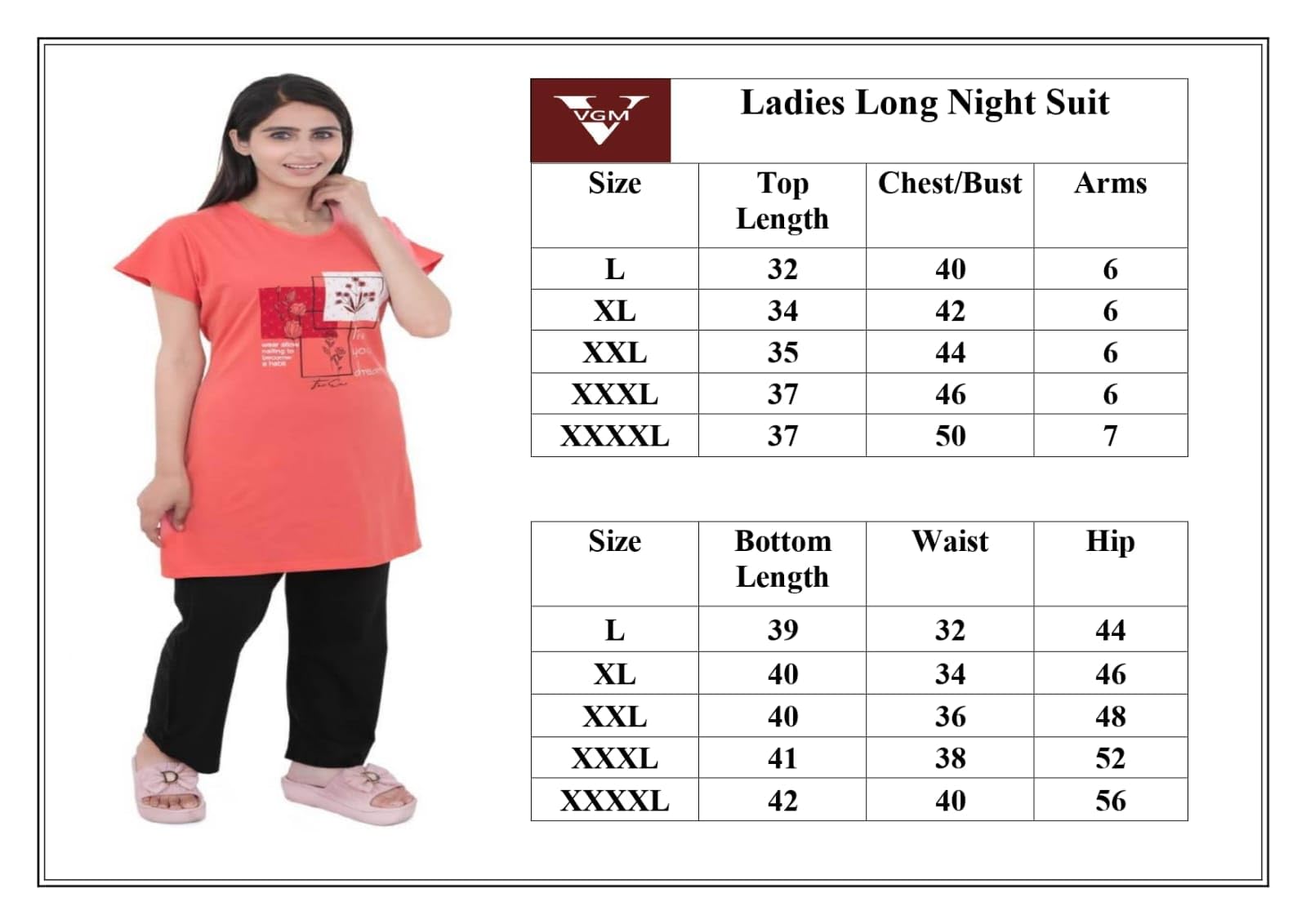 Women's 100% Hosiery Cotton Stuff Printed Long Top with Solid Lower | Night Suit T-Shirt & Pajama Set for Women | Sleeping Tees & Bottom for Women (Pink)