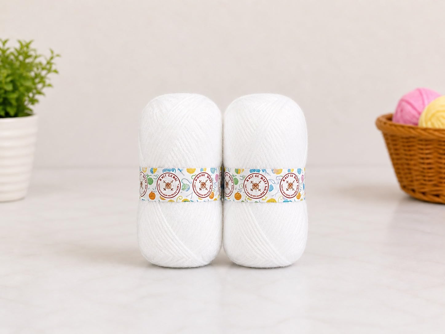 KNIT GEMS 100% Hand Knitting and Crochet Wool Knitting Yarn | Suitable for Craft | Babywear | Baby Blanket | DIY | Sweater | Socks | Knitting Wool (White)