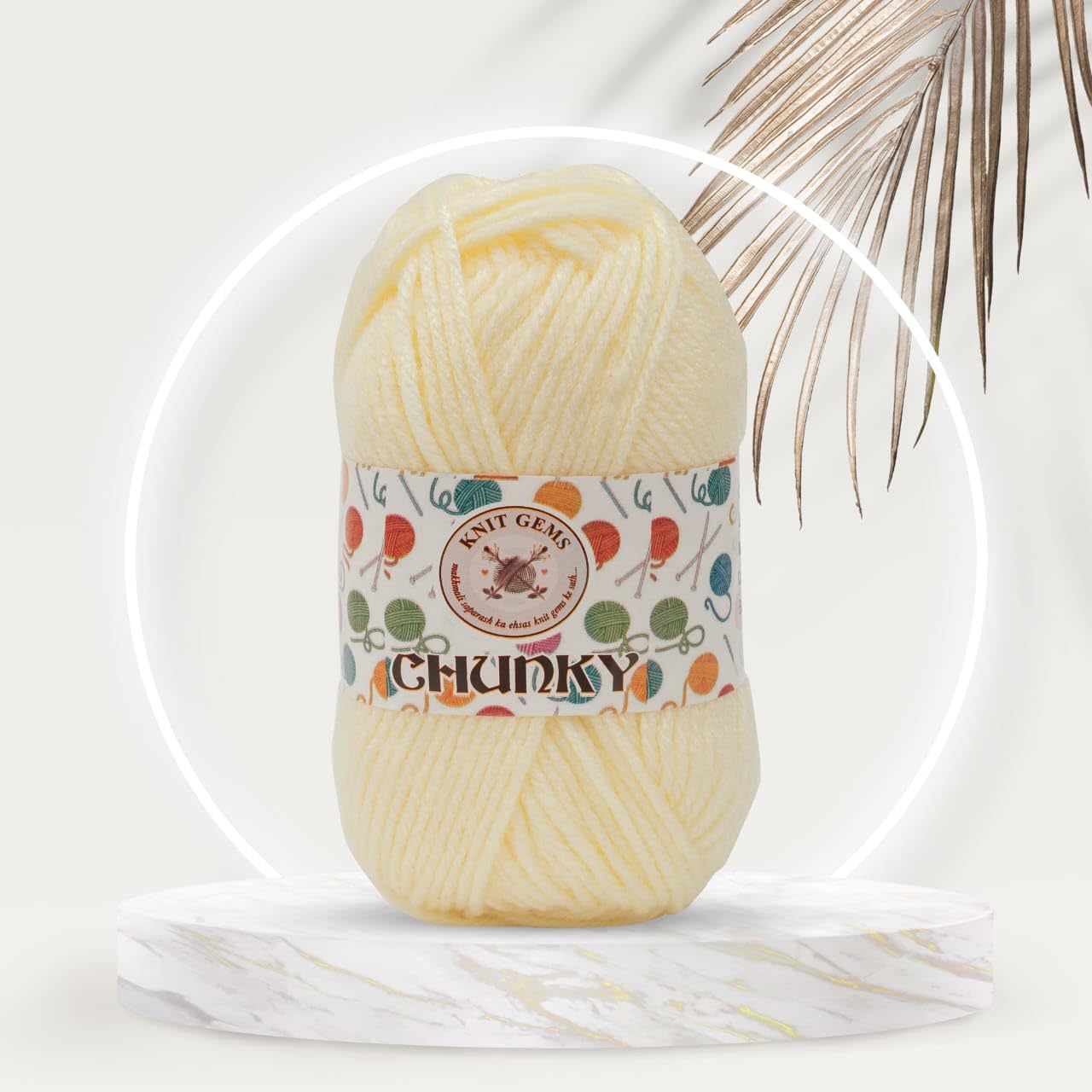 KNIT GEMS Chunky Wool Yarn Blend 100 % Acrylic Hand Knitting And Crochet Wool Yarn | Woolen Crochet Yarn Thread, Used for Knitting Needles | Pack of 1 Ball - 100Gms | Suitable For Craft, Babywear, Socks, Sweater