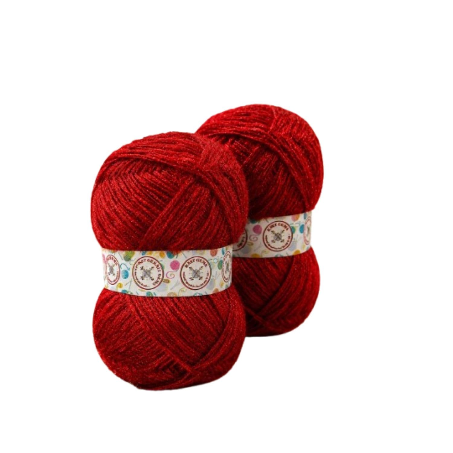 KNIT GEMS 100% Hand Knitting and Crochet Wool Knitting Yarn | Suitable for Craft | Babywear | Baby Blanket | DIY | Sweater | Socks | Knitting Wool Yarn (Red)