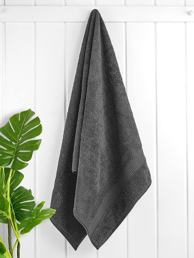 KNIT GEMS 100% Cotton Heavy Bath Towels | Towels for Bath Large Size | Bath Towel - Soft & Absorbent | 550 GSM | 1 Piece Bath Towel for Men/Women | 75cm x 150cm (Dark Grey)