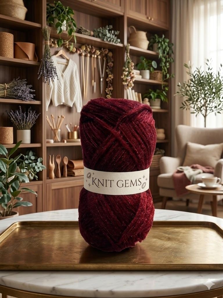 KNIT GEMS 100% Hand Knitting and Crochet Wool Knitting Yarn | Suitable for Craft | Babywear | Baby Blanket | DIY | Sweater | Socks | Knitting Wool Yarn (Maroon)