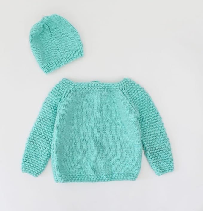 KNIT GEMS Handmade Self Design Knitted Sweater with Cap | Kids Cardigan for Baby Girl