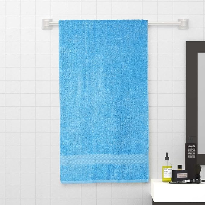 KNIT GEMS 100% Cotton Heavy Bath Towels | Towels for Bath Large Size | Bath Towel - Soft & Absorbent | 550 GSM | 1 Piece Bath Towel for Men/Women | 75 cms x 150 cms (Sky Blue)