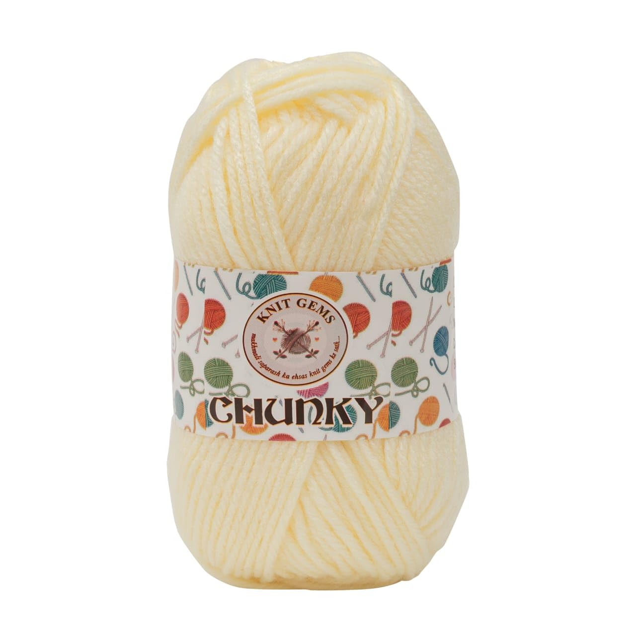 KNIT GEMS Chunky Wool Yarn Blend 100 % Acrylic Hand Knitting And Crochet Wool Yarn | Woolen Crochet Yarn Thread, Used for Knitting Needles | Pack of 1 Ball - 100Gms | Suitable For Craft, Babywear, Socks, Sweater