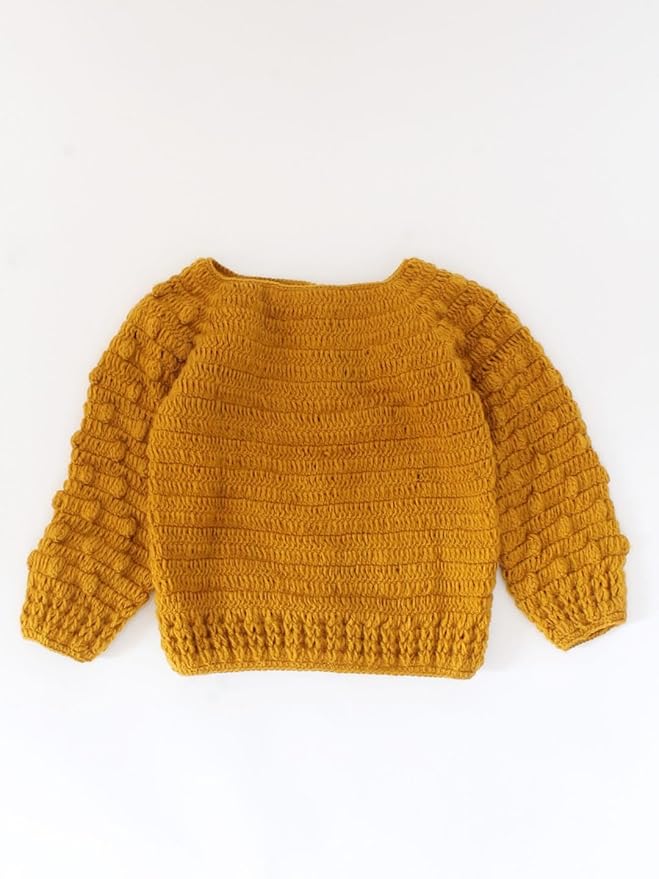 KNIT GEMS Handmade Crochet self Design Sweater with Bubbles Sleeves