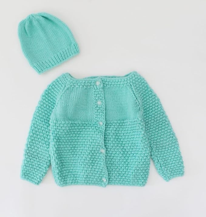 KNIT GEMS Handmade Self Design Knitted Sweater with Cap | Kids Cardigan for Baby Girl
