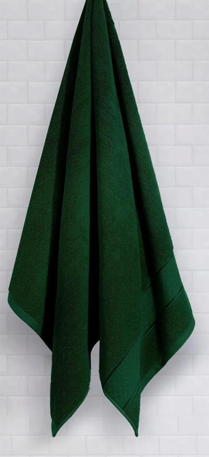 KNIT GEMS 100% Cotton Heavy Bath Towels | Towels for Bath Large Size | Bath Towel - Soft & Absorbent | 550 GSM | 1 Piece Bath Towel for Men/Women | 75 cms x 150 cms (Dark Green)
