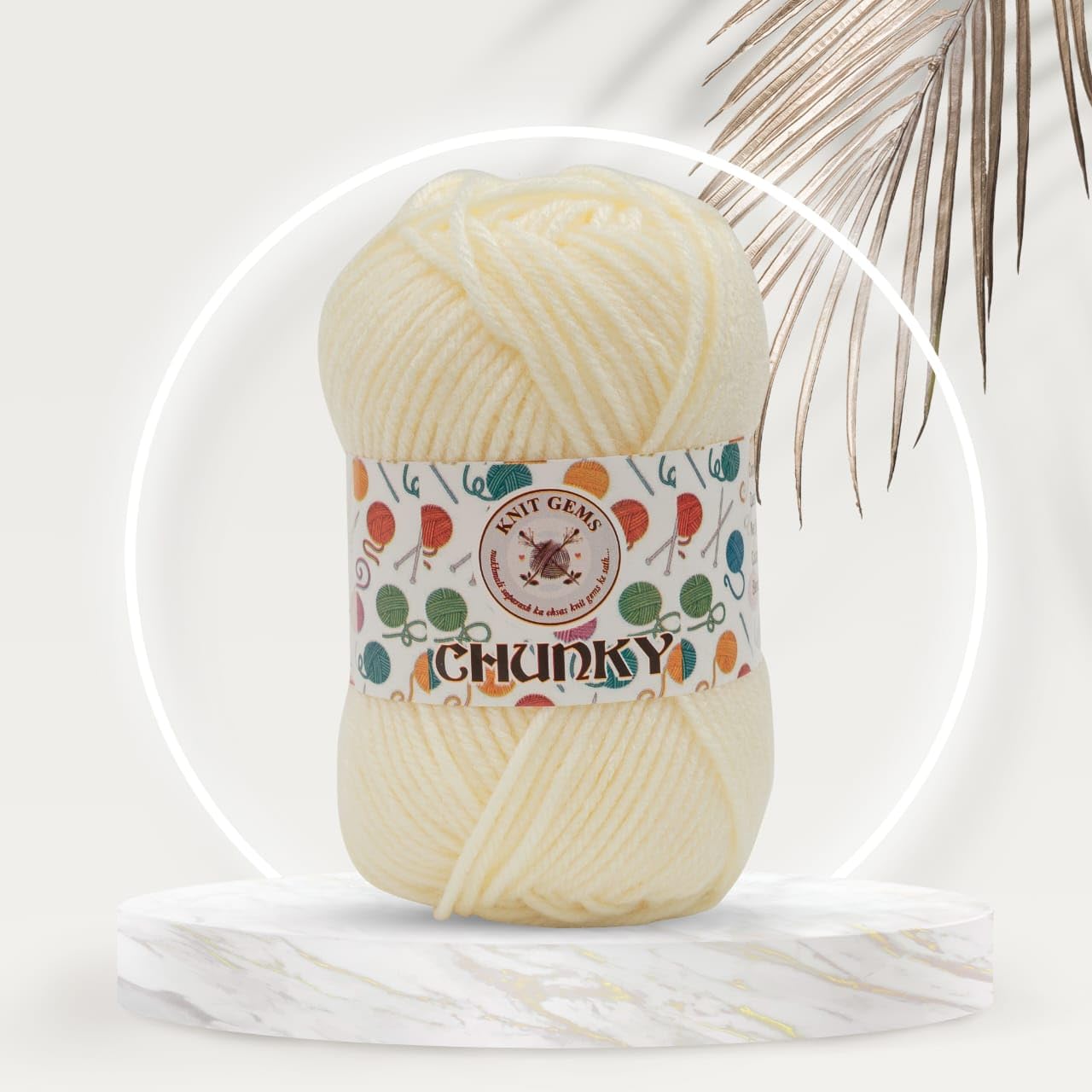 KNIT GEMS Chunky Wool Yarn Blend 100 % Acrylic Hand Knitting And Crochet Wool Yarn | Woolen Crochet Yarn Thread, Used for Knitting Needles | Pack of 1 Ball - 100Gms | Suitable For Craft, Babywear, Socks, Sweater