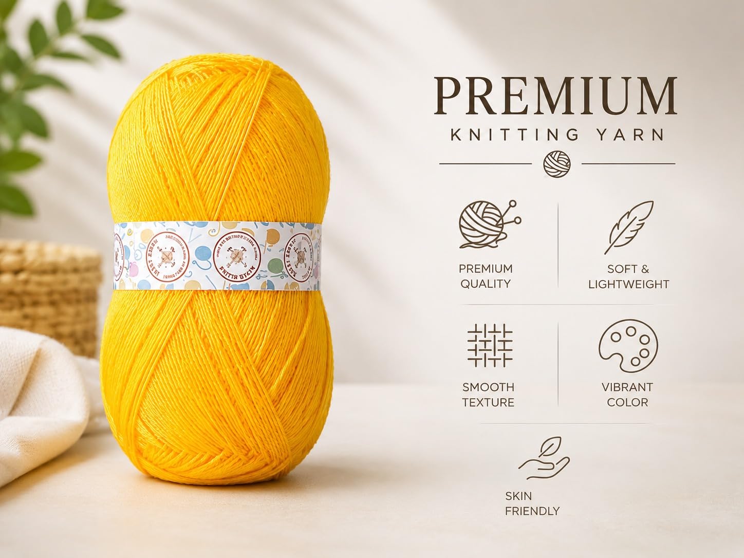 KNIT GEMS 100% Hand Knitting and Crochet Wool Knitting Yarn | Suitable for Craft | Babywear | Baby Blanket | DIY | Sweater | Socks | Knitting Wool (Mustard)
