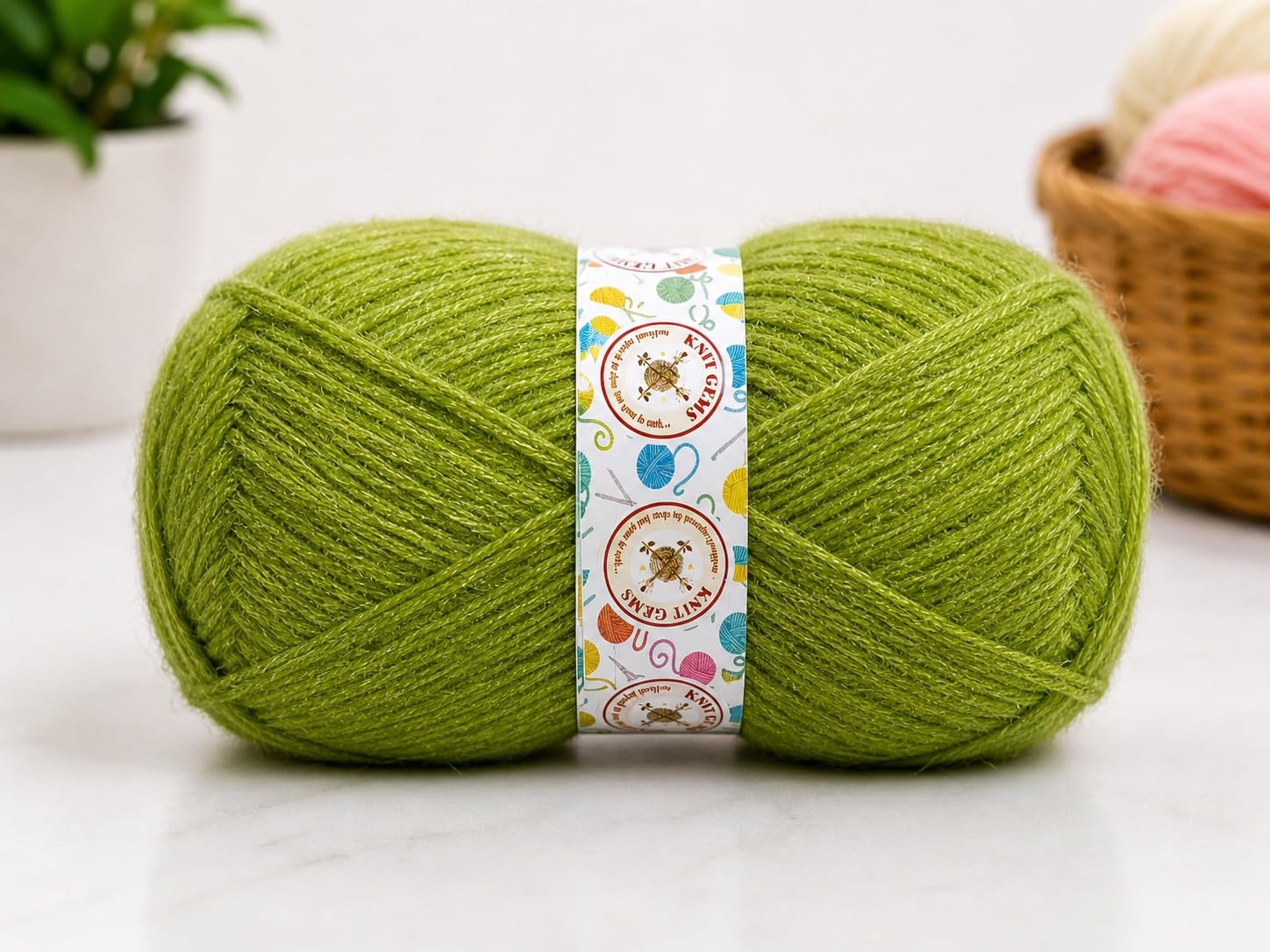 KNIT GEMS 100% Hand Knitting and Crochet Wool Knitting Yarn | Suitable for Craft | Babywear | Baby Blanket | DIY | Sweater | Socks | Knitting Wool (Pista)