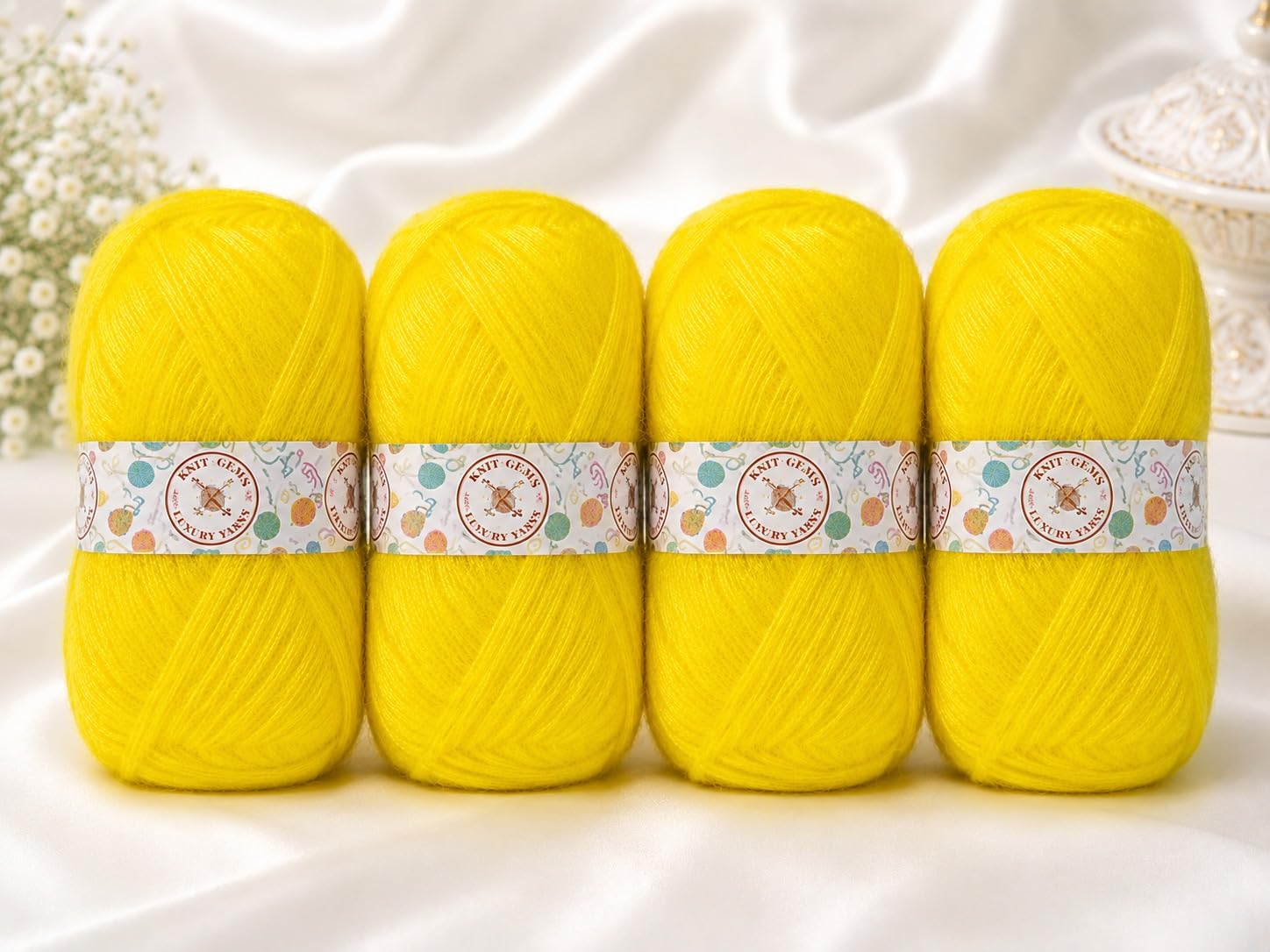 KNIT GEMS 100% Hand Knitting and Crochet Wool Knitting Yarn | Suitable for Craft | Babywear | Baby Blanket | DIY | Sweater | Socks | Knitting Wool (Yellow)