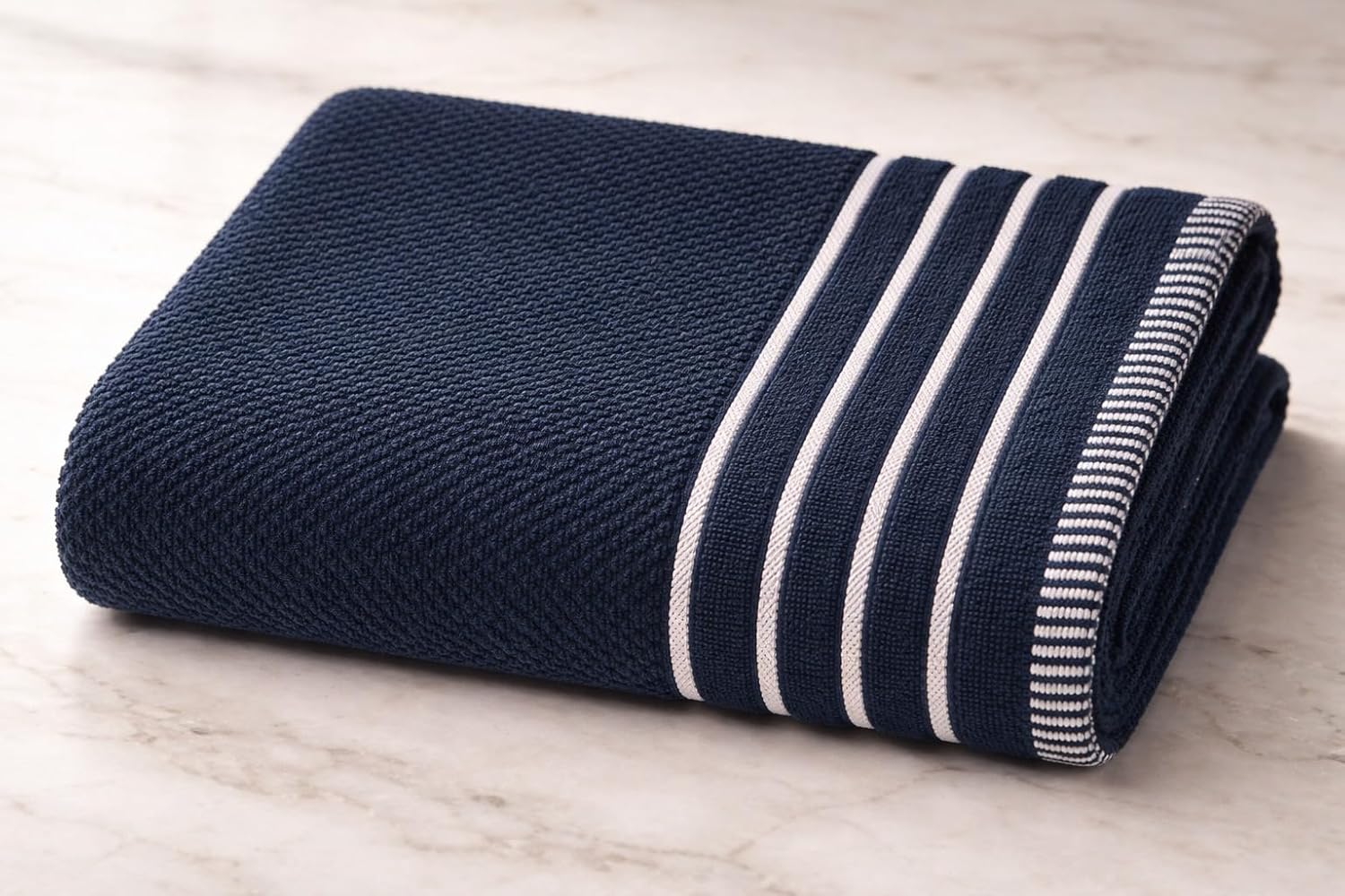KNIT GEMS Cotton Bath Towel 70x140 cm | Soft & Absorbent Popcorn Texture, Quick Dry Lightweight Body Towel for Men & Women | Multipurpose for Bathroom, Gym, Spa & Travel, Large Size, 1 Piece (Blue)