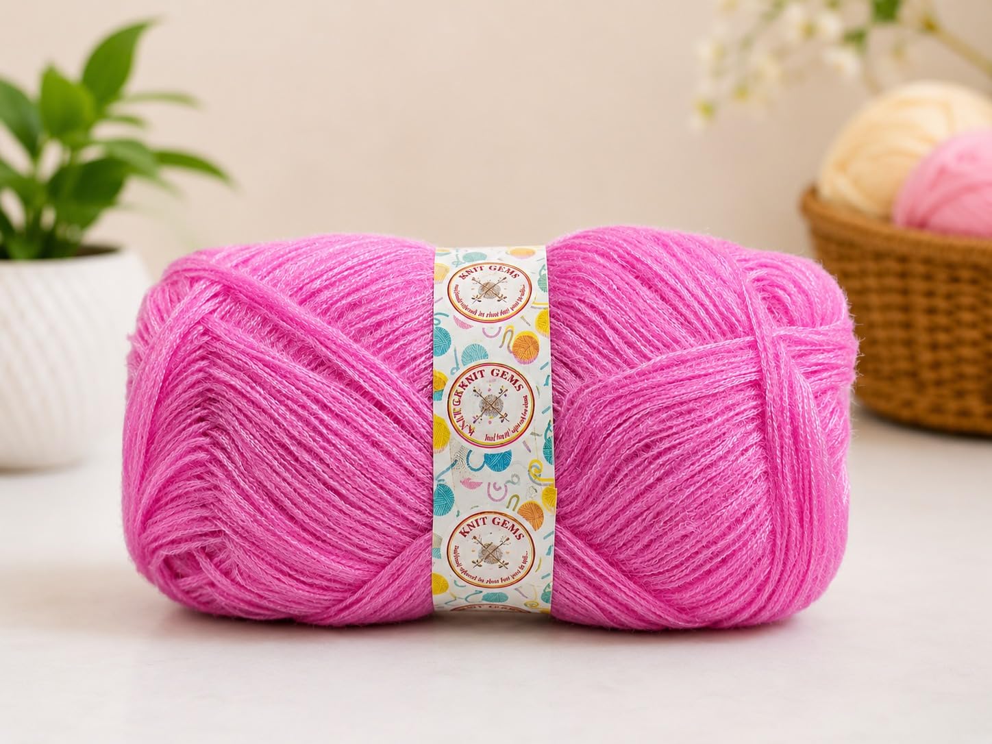 KNIT GEMS 100% Hand Knitting and Crochet Wool Knitting Yarn | Suitable for Craft | Babywear | Baby Blanket | DIY | Sweater | Socks | Knitting Wool (Dark Pink)