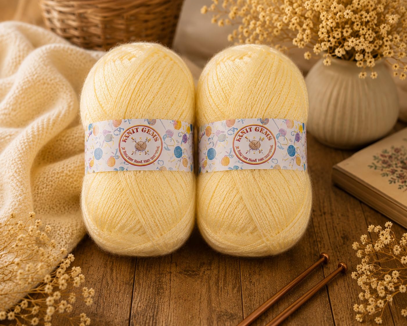 KNIT GEMS 100% Hand Knitting and Crochet Wool Knitting Yarn | Suitable for Craft | Babywear | Baby Blanket | DIY | Sweater | Socks | Knitting Wool (Cream)