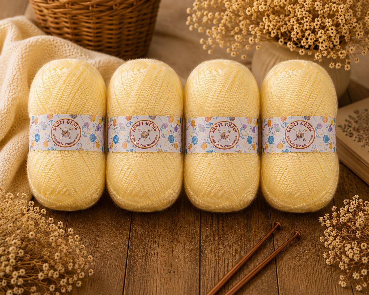 KNIT GEMS 100% Hand Knitting and Crochet Wool Knitting Yarn | Suitable for Craft | Babywear | Baby Blanket | DIY | Sweater | Socks | Knitting Wool (Cream)