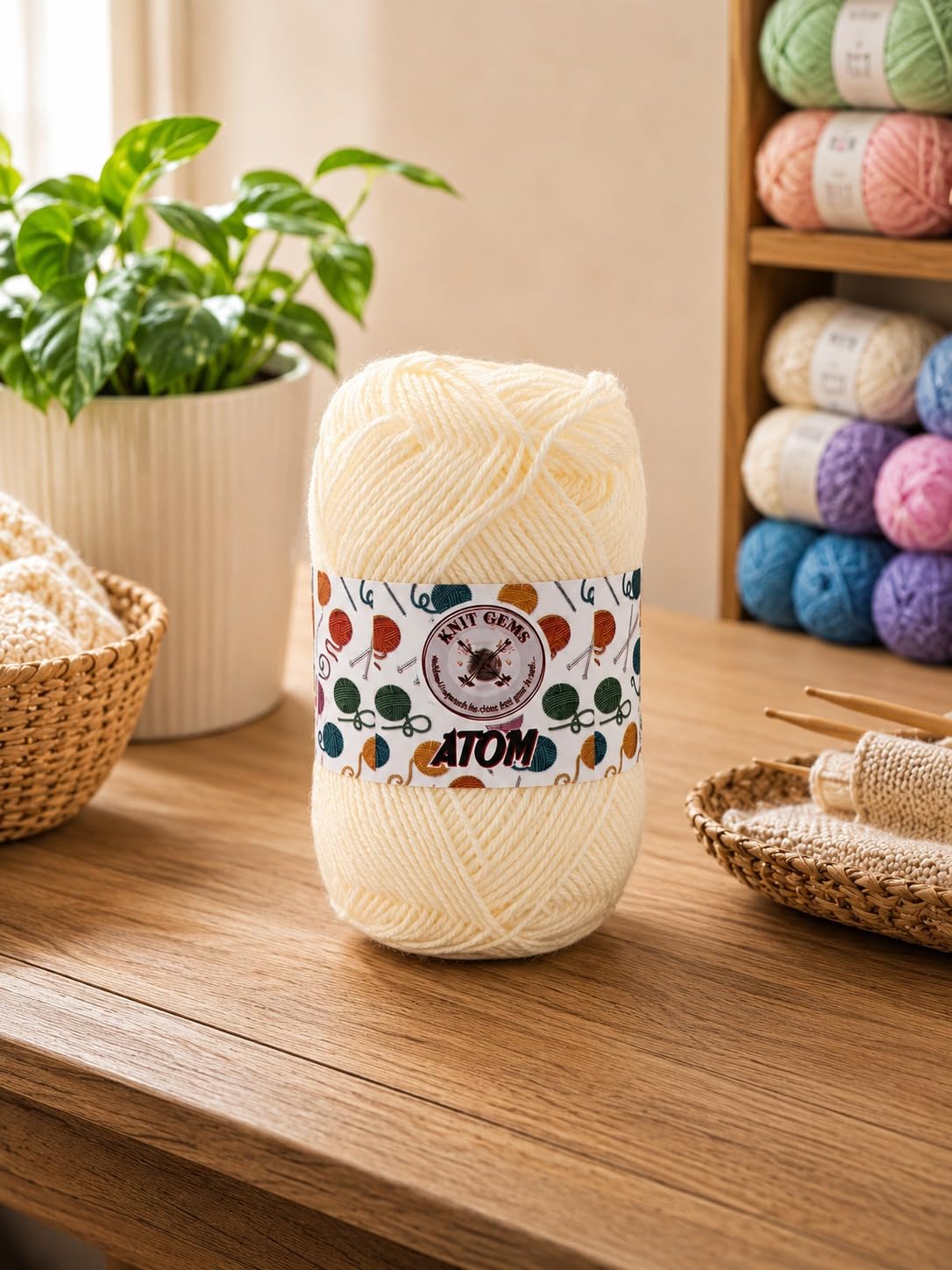 KNIT GEMS 100% Hand Knitting and Crochet Wool Knitting Yarn | Set of 10 Wool Yarn | Suitable for Craft | Babywear | Baby Blanket | DIY | Sweater | Socks | Knitting Wool