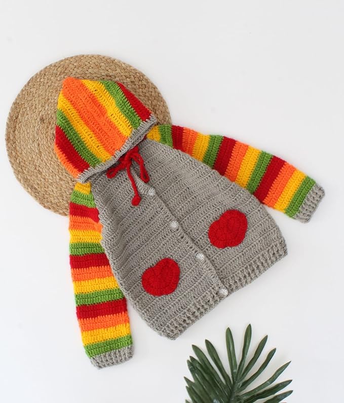 KNIT GEMS Baby Handmade Full Sleeve Hoodie Design