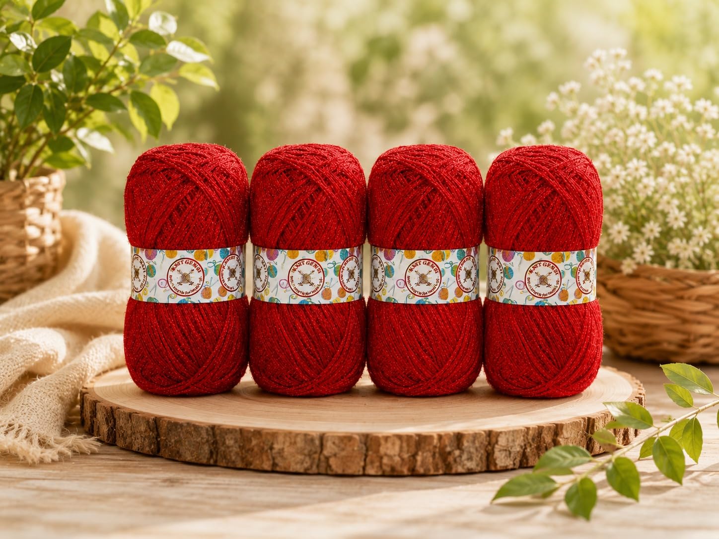 KNIT GEMS 100% Hand Knitting and Crochet Wool Knitting Yarn | Suitable for Craft | Babywear | Baby Blanket | DIY | Sweater | Socks | Knitting Wool Yarn (Red)
