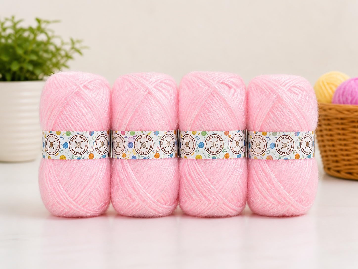 KNIT GEMS 100% Hand Knitting and Crochet Wool Knitting Yarn | Suitable for Craft | Babywear | Baby Blanket | DIY | Sweater | Socks | Knitting Wool (Baby Pink)