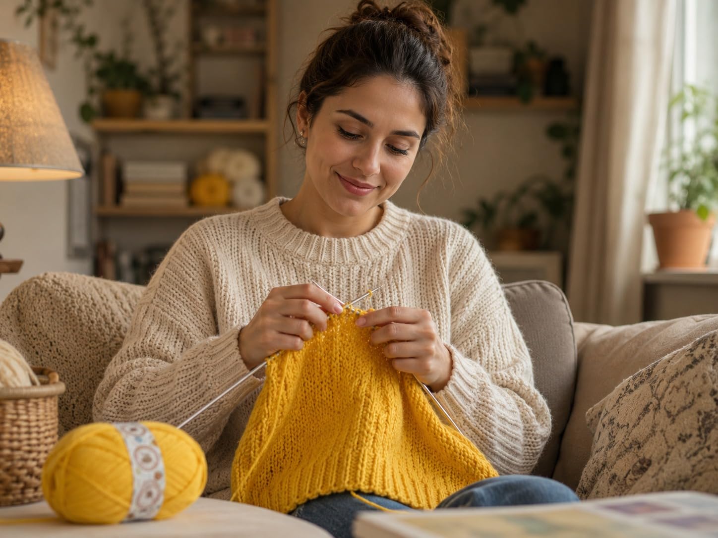 KNIT GEMS 100% Hand Knitting and Crochet Wool Knitting Yarn | Suitable for Craft | Babywear | Baby Blanket | DIY | Sweater | Socks | Knitting Wool (Mustard)