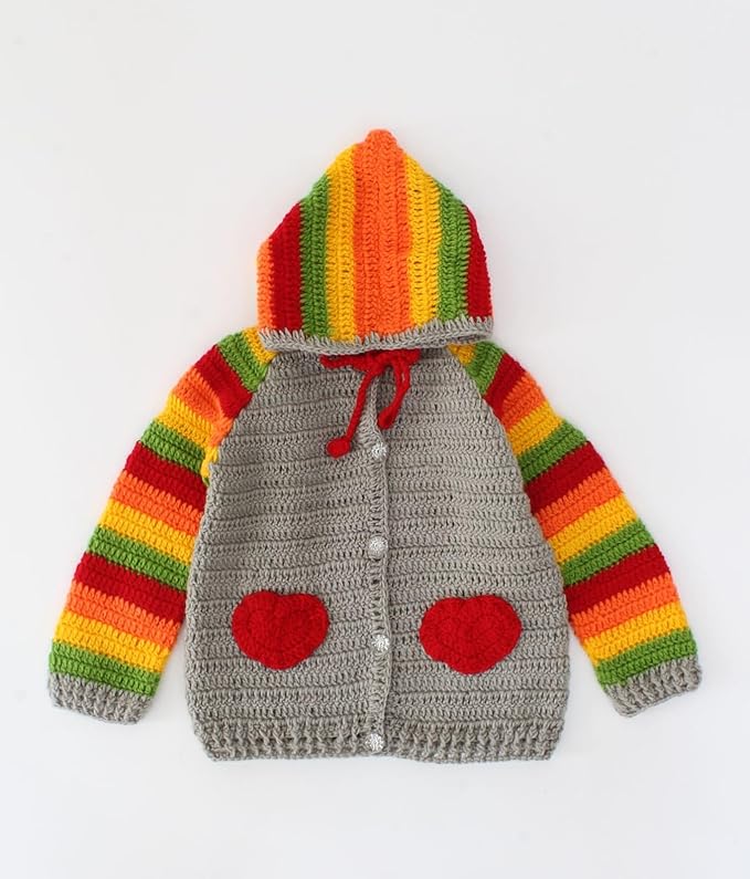 KNIT GEMS Baby Handmade Full Sleeve Hoodie Design