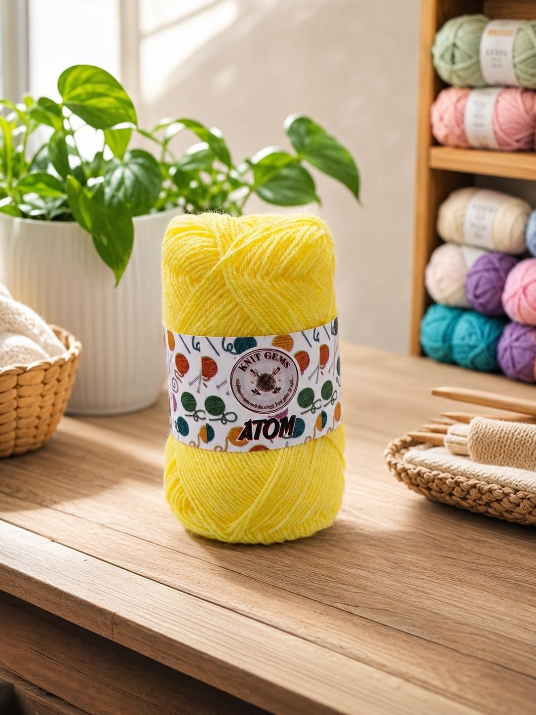 KNIT GEMS 100% Hand Knitting and Crochet Wool Knitting Yarn | Set of 10 Wool Yarn | Suitable for Craft | Babywear | Baby Blanket | DIY | Sweater | Socks | Knitting Wool