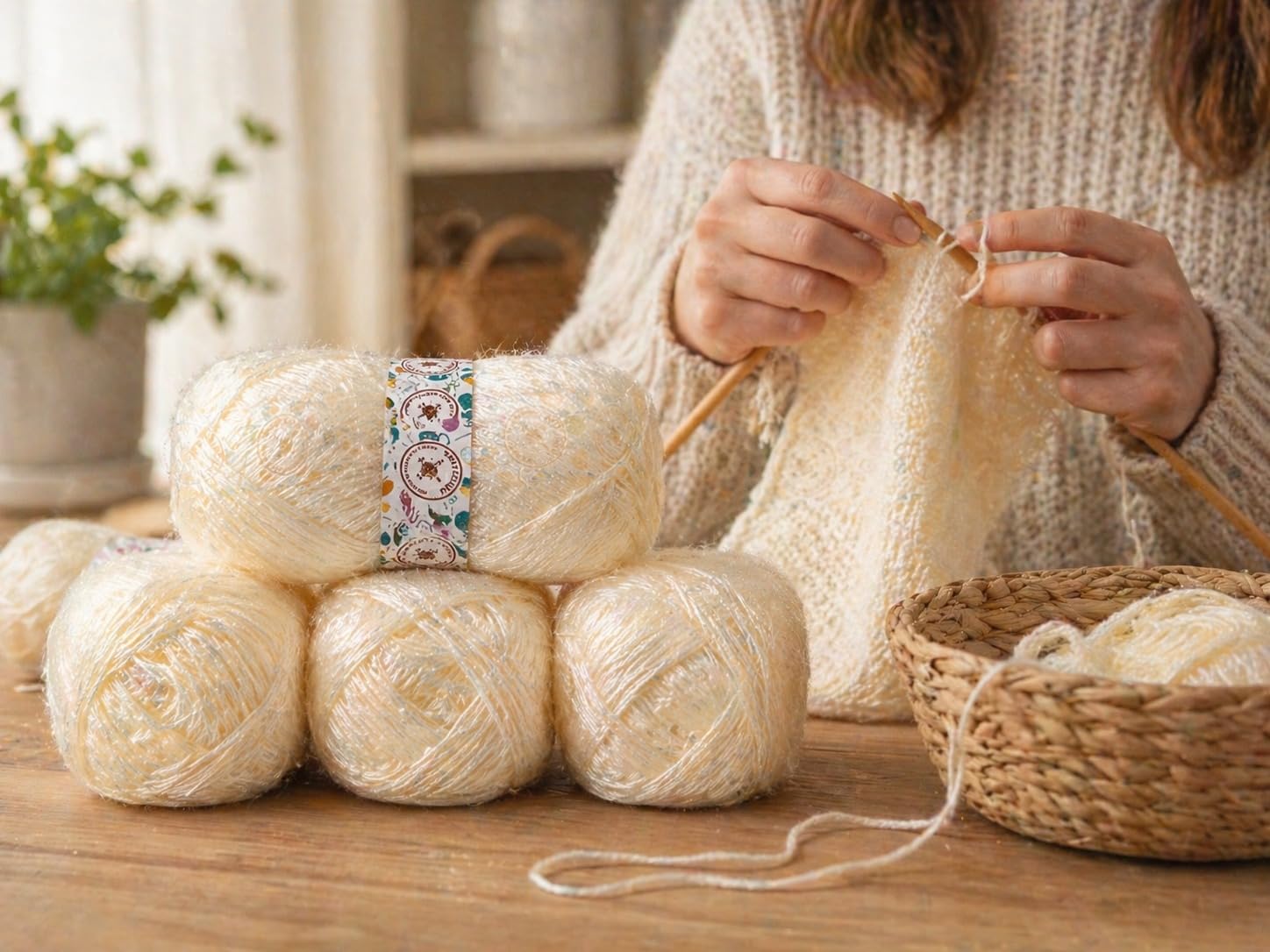 KNIT GEMS 100% Hand Knitting and Crochet Wool Knitting Yarn | Suitable for Craft | Babywear | Baby Blanket | DIY | Sweater | Socks | Knitting Wool (Off White)