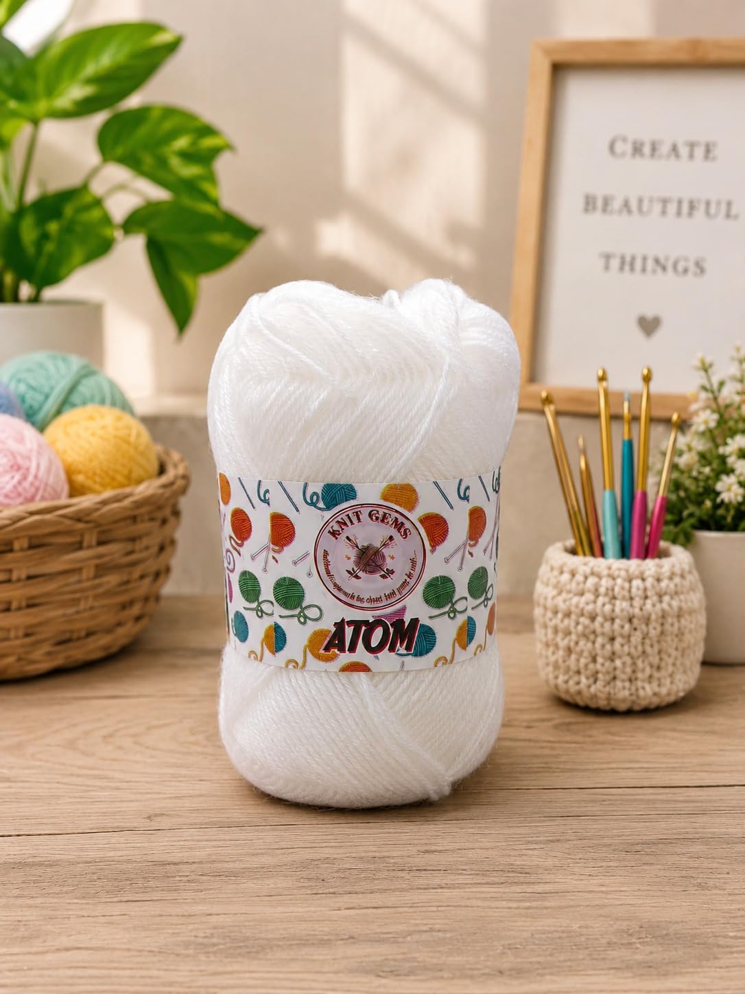 KNIT GEMS 100% Hand Knitting and Crochet Wool Knitting Yarn | Set of 10 Wool Yarn | Suitable for Craft | Babywear | Baby Blanket | DIY | Sweater | Socks | Knitting Wool
