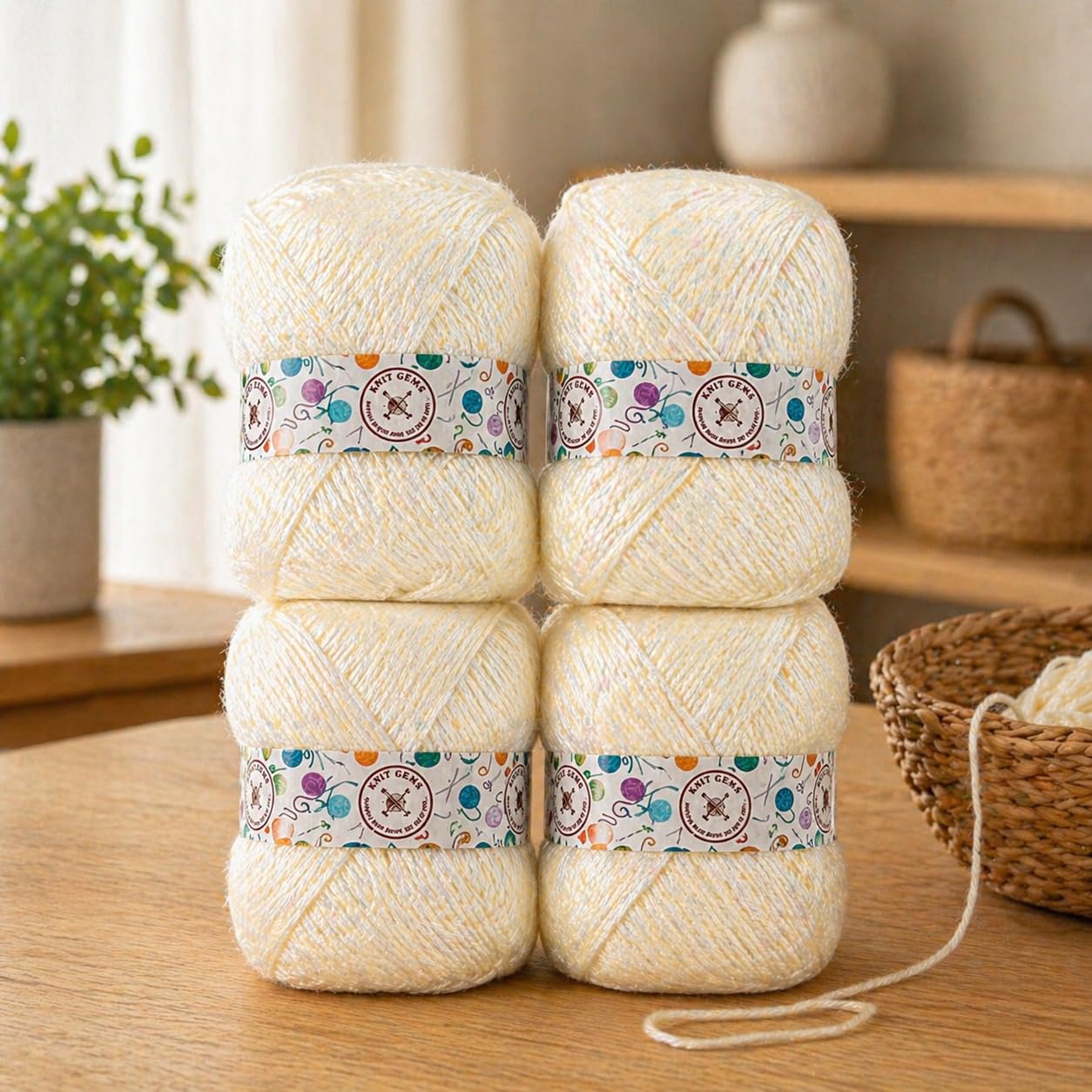 KNIT GEMS 100% Hand Knitting and Crochet Wool Knitting Yarn | Suitable for Craft | Babywear | Baby Blanket | DIY | Sweater | Socks | Knitting Wool (Off White)